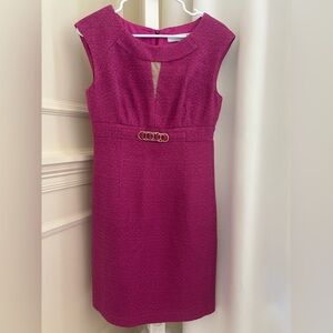 Trina Turk Interview Easter Cocktail Elegant Magenta Pink Dress 6 Gold Accent